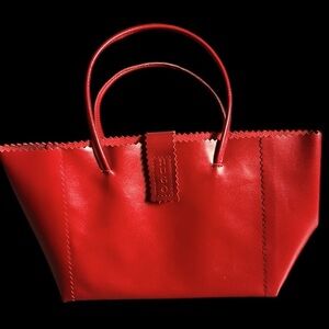 Hugo Vibrant Red leather small shopping tote Bag